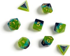 0205 Dice Set - Green Blue /Gold