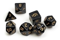 0203 Dice Set - Black with gold