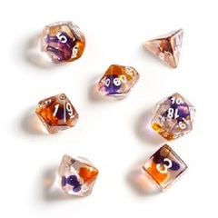 0202 Dice Set - Orange, Clear & Purple