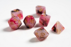 Dice Set - Pink, Black & Red Marble