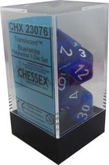 Translucent Blue/white 7ct Polyhedral Dice Set - CHX23076