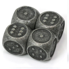 Set of 4 mini d6 with pips w/bag - Dark Iron