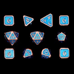 Die Hard 11pc Mythica Copper Aquamarine Solid Metal Dice Set