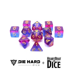 HeartBeat Dice - Translucent Bisexual Pride Set