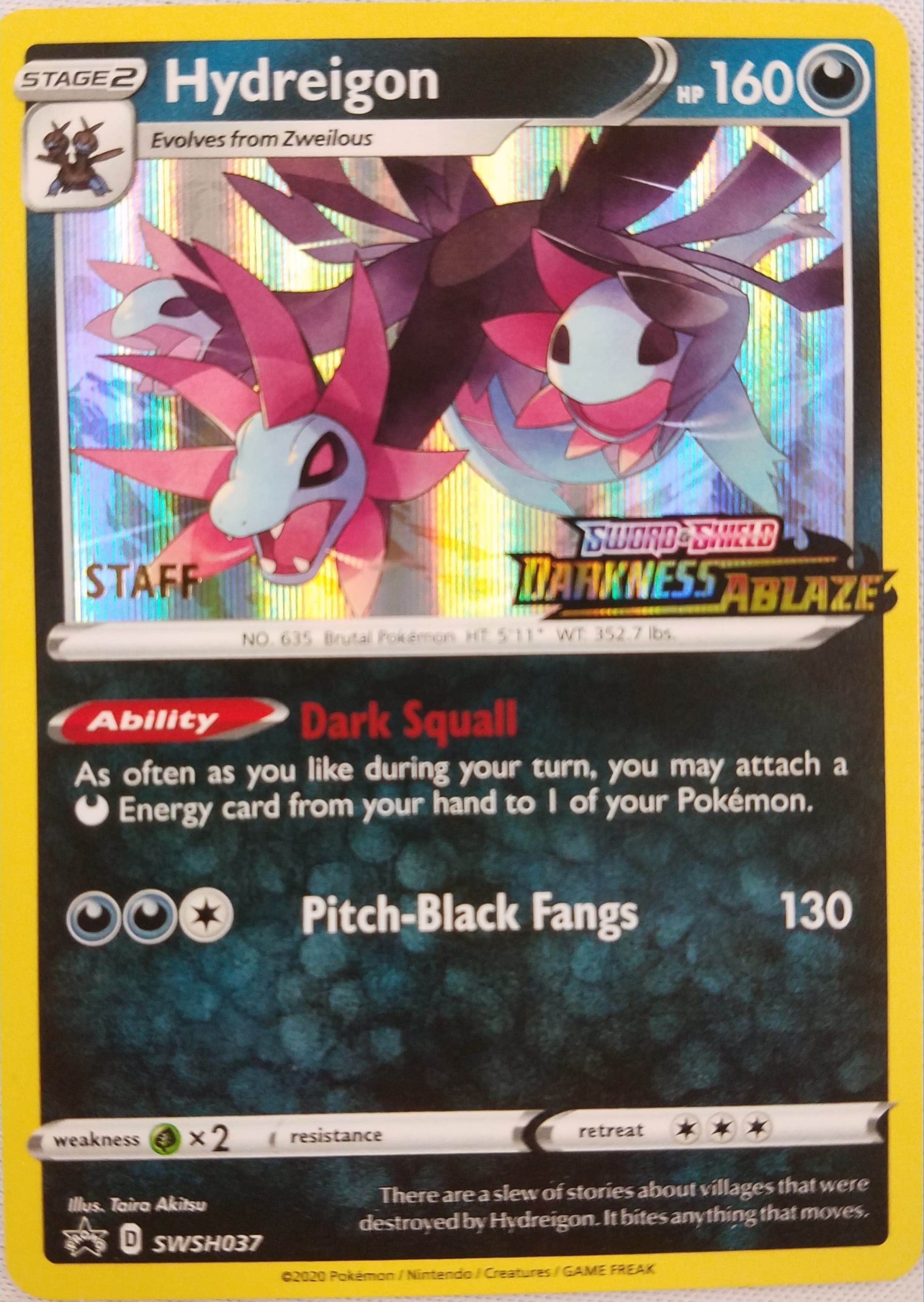 Hydreigon - SWSH037 - Staff Prerelease Promo