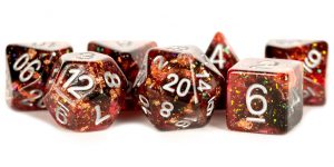 Metallic Dice 16mm Resin Fire Poly Dice Set