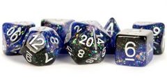 Metallic Dice 16mm Resin Blue/Black Poly Dice Set