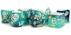 Metallic Dice 16mm Resin Teal/Black Poly Dice Set