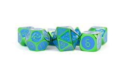 Green with Blue Enamel Digital 16mm Polyhedral Dice Set