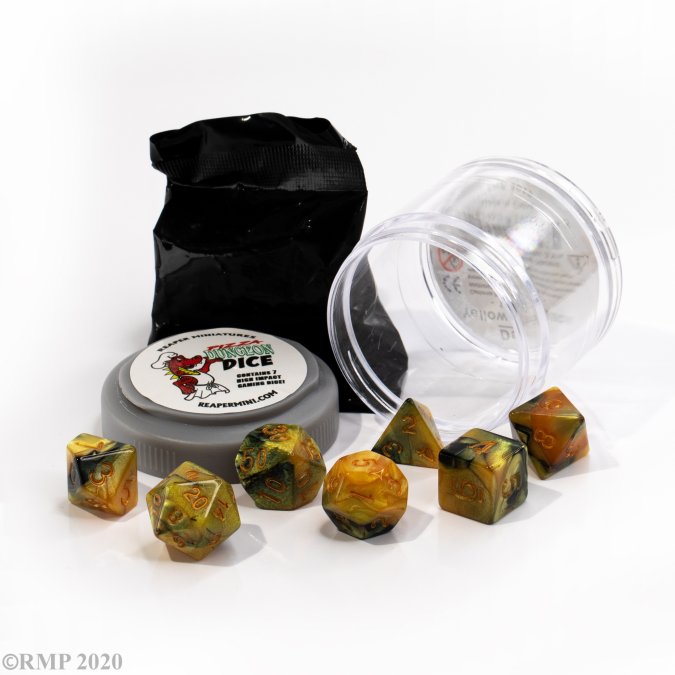 Pizza Dungeon Dice: Dual Dice - Yellow & Black
