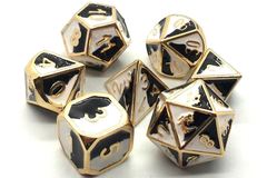 Old School RPG Dice Set: Dragon Forged - Black & White w/ Gold