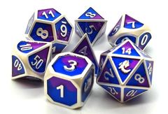 Old School RPG Dice Set: Dragon Forged - Platinum Purple & Blue