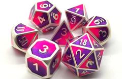 Old School RPG Dice Set: Dragon Forged - Platinum Purple & Pink