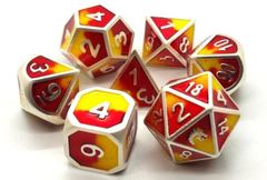 Old School RPG Dice Set: Dragon Forged - Platinum Red & Yellow