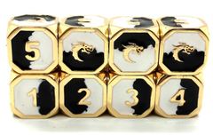 Old School RPG Dice Set: Dragon Forged - Black & White w/ Gold