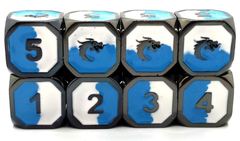 Old School RPG Dice Set:  Dragon Forged - Dragon Forged - Blue & White w/ Black Nickel