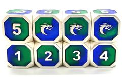 Old School RPG Dice Set: Dragon Forged - Platinum Blue & Green