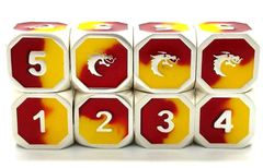 Old School RPG Dice Set: Dragon Forged - Platinum Red & Yellow