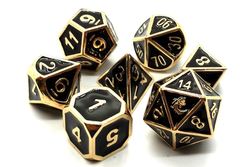 Old School RPG Dice Set: Elven Forged - Black w/ Gold