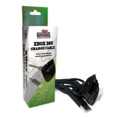 Old Skool Wireless Controller Charging Cable for MicroSoft xBox 360 - Black