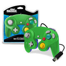 Old Skool GameCube / Wii Compatible Controller - GREEN/BLUE