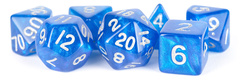 16mm Stardust Acrylic Poly Dice Set: Blue with Silver Numbers