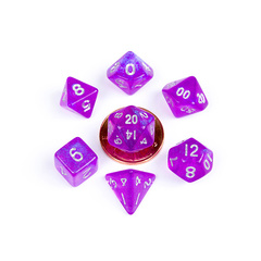 10mm Mini Stardust Acrylic Poly Dice Set: Purple