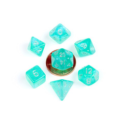 10mm Mini Stardust Acrylic Poly Dice Set: Turquoise