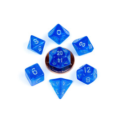 10mm Mini Stardust Acrylic Poly Dice Set: Blue with Silver Number