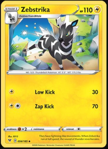 ポケモン ウィークリー 4x Zebstrika - 054/185 - Uncommon NM-Mint Pokemon SWSH04 - Vivid
