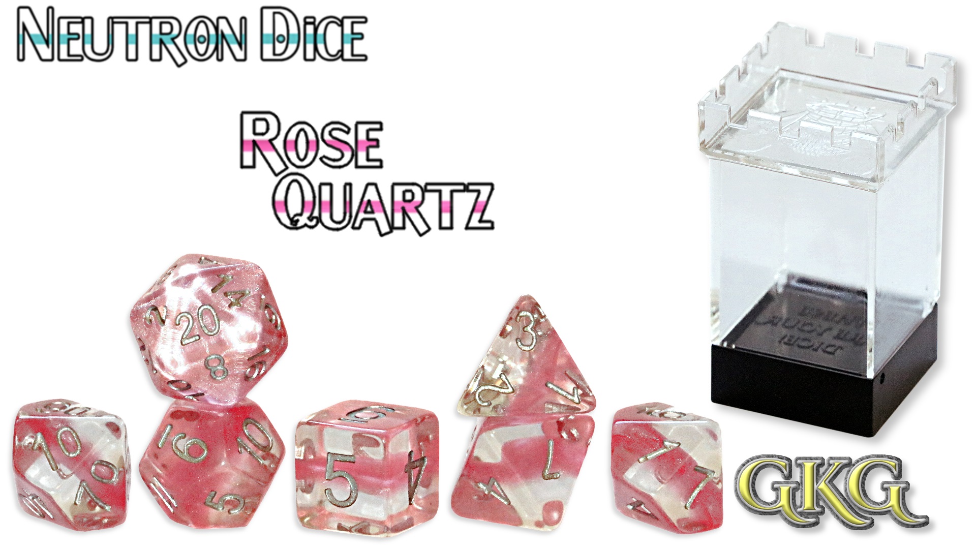 Gate Keeper Games - Neutron: Rose Quartz 7-Dice Set