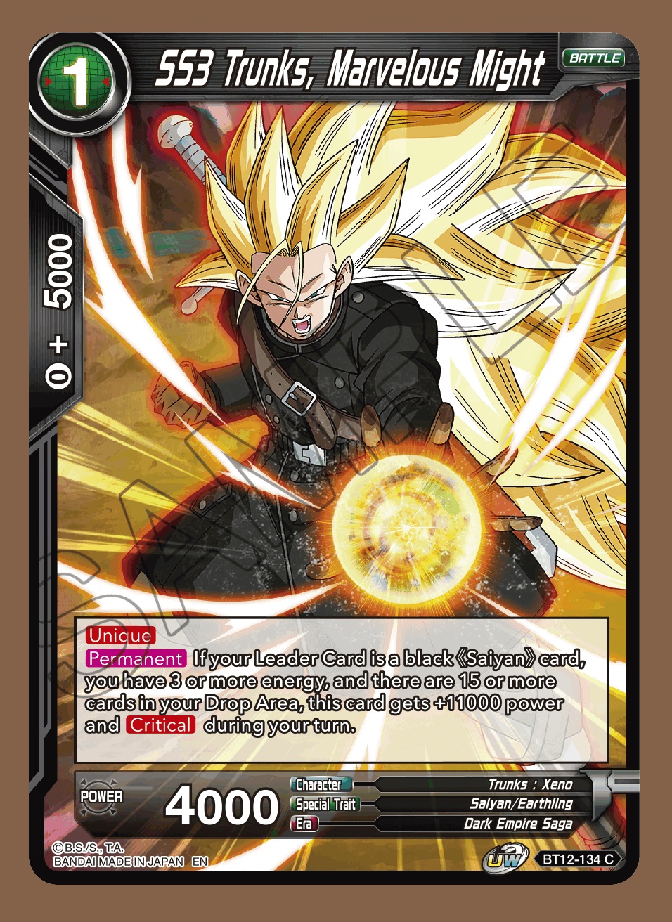 SS3 Trunks, Marvelous Might - BT12-134 - C