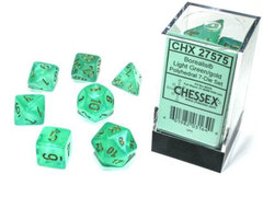 Borealis Polyhedral - Light Green with Gold  7-dice - CHX27575