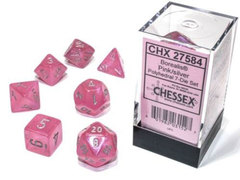 Borealis Polyhedral - Pink with Silver  7-dice - CHX27584