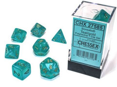 Borealis Polyhedral - Teal with Gold  7-dice - CHX27585