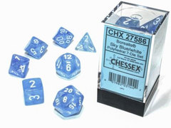 Borealis Polyhedral - Sky Blue with White  7-dice - CHX27586