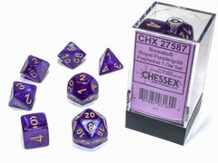 Borealis Polyhedral - Royal Purple with Gold  7-dice - CHX27587