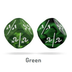 Oakie Doakie Dice - D6 Marble/Gemidice Positive And Negative - Green 12mm Set of 14