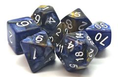 Old School 7 Piece DnD RPG Dice Set: Vorpal - Blue & Gold