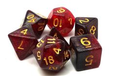 Old School 7 Piece DnD RPG Dice Set: Galaxy - Red & Black