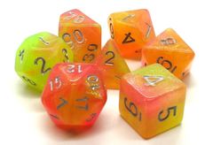 Old School 7 Piece DnD RPG Dice Set: Galaxy - Sunburst