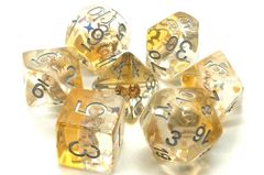 Old School 7 Piece DnD RPG Dice Set: Infused - Beach Party - Gold