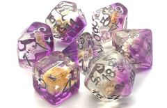 Old School 7 Piece DnD RPG Dice Set: Infused - Beach Party - Purple