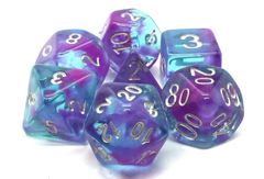 Old School 7 Piece DnD RPG Dice Set: Nebula - Aquarium