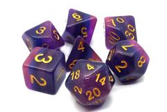 Old School 7 Piece DnD RPG Dice Set: Gradients - Purple Aurora