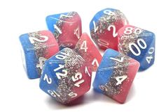 Old School 7 Piece DnD RPG Dice Set: Gradients - Bubblegum Blast