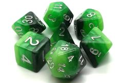 Old School 7 Piece DnD RPG Dice Set: Gradients - Treetop Canopy