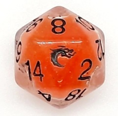 Old School D20 DnD RPG Die: Liquid Infused - Metallic Orange