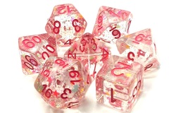 Old School 7 Piece DnD RPG Dice Set: Infused - Mixed Stars w/ Pink