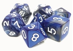 Poly 7 Dice Set: Blessed Steel (Silver/Blue)